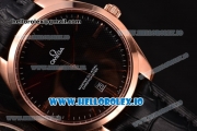 Omega De Ville Tresor Master Co-Axial Swiss ETA 2824 Automatic Rose Gold Case with Black Leather Strap and Black Dial