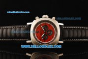 Ferrari Chronograph Automatic Movement Steel Case with Red Dial and Black Leather Strap