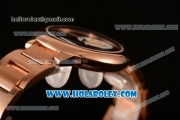 Cartier Rotonde De Miyota Quartz Rose Gold Case/Bracelet with Brown Dial