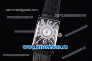 Franck Muller Long Island Las Vegas Asia 2813 Automatic Steel Case with Black Dial Arabic Numeral Markers and Black Leather Strap