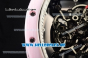 Richard Mille RM 055 Bubba Watson Asia Manual Winding Ceramic/Rose Gold Case with Skeleton Dial and White Rubber Strap White Inner Bezel - 1:1 Original