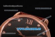 Vacheron Constantin Patrimony Miyota 9015 Automatic Rose Gold Case with Black Dial and Roman Numeral/Diamonds Markers