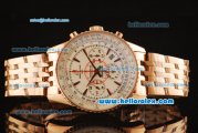 Breitling Montbrillant Swiss Valjoux 7750 Automatic Full Rose Gold with White Dial and Stick Markers