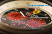 Ferrari Chronograph Quartz PVD Case with Black Dial/Red Subdials and Black Rubber Strap