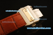 Cartier Santos 100 Swiss Valjoux 7753 Automatic Steel Case with Gold Bezel and Brown Leather Strap - 1:1 Original