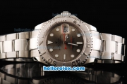 Rolex Yacht-Master Swiss ETA 2836 Automatic Movement Silver Case with Red Second Hand and White Markers