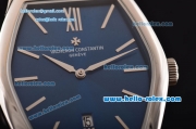 Vacheron Constantin Malte Miyota OS2035 Quartz Steel Case with Blue Leather Strap Blue Dial Stick Markers