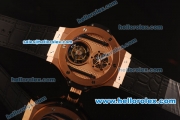 Hublot Big Bang Swiss Tourbillon Manual Winding Rose Gold Case with Black Leather Strap and Rose Gold Dial