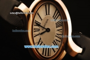 Cartier d'Art Swiss Quartz Rose Gold Case with Silver Dial and Black Leather Strap