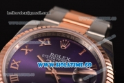 Rolex Datejust Asia 2813 Automatic Rose Gold/Steel Case with Purple Dial and Rose Gold Bezel (BP)