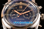 Panerai Radiomir 1940 Chronograph ORO Branco PAM 520 Asia Automatic Steel Case with Black Dial Dot Markers and Blue Rubber Strap