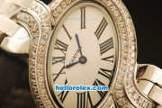 Cartier d'Art Asia Automatic Full Steel with White Dial and Diamond Bezel-Roman Markers