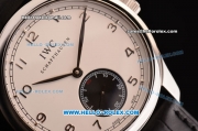 IWC Portuguese Swiss ETA 2836 Automatic Steel Case with White Dial and Black Leather Strap