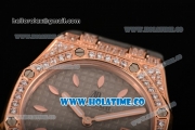 Audemars Piguet Royal Oak Lady Swiss Quartz Rose Gold/Diamonds Case with Grey Dial and Grey Leather Strap (EF)