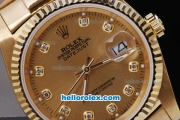 Rolex Datejust Automatic Movement Full Gold with Gold Dial and Diamonds Marking