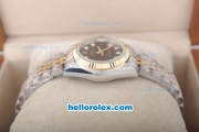 Rolex Datejust Oyster Perpetual Automatic Gold Bezel with Black Dial and Diamond Marking-Small Calendar