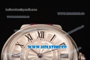 Cartier Ballon Bleu De Small Swiss Quartz Steel Case with White Dial Black Roman Numeral Markers and Burgundy Leather Strap