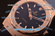 Hublot Classic Fusion Automatic Rose Gold Case with Diamond Bezel and Black Dial - ETA Coating