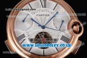 Cartier Ballon Bleu De Tourbillon Asia ST25 Automatic Rose Gold Case with Silver Dial and Black Leather Strap