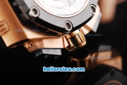 Audemars Piguet Ruben Baracello Limited Swiss Valjoux 7750 Chronograph Movement Black Grid Dial with Black Bezel and Rose Gold Case-Black Leather Strap