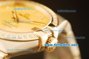 Omega Constellation Swiss ETA 2824 Automatic Steel Case with Gold Dial and Diamond Markers/Bezel-(35mm)