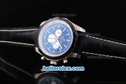 Breitling Chrono-Matic Chronograph Quartz Movement PVD Bezel with Black Dial and Silver Subdials-Black Leather Strap