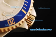 Rolex Submariner Swiss ETA 2836 Automatic Movement Grey Dial with Blue Bezel and Two Tone Strap-18k Gold Strap Links