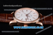 IWC Ingenieur Miyota 8205 Automatic Rose Gold Case with White Dial Stick Markers and Brown Leather Strap (YF)