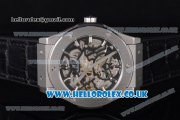 Hublot Classic Fusion Skeleton Asia Automatic Steel Case with Skeleton Dial and Black Leather Strap