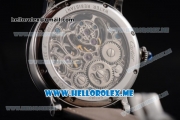Cartier Ronde De MoonPhase Swiss Tourbillon Manual Winding Steel Case with Skeleton Dial and Black Leather Strap