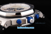 Audemars Piguet Royal Oak Navy Chronograph Swiss Valjoux 7750 Automatic Movement White Grid Dial with Blue Number Markers