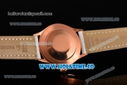 Rolex Cellini Time Asia 2813 Automatic Rose Gold Case with Beige Dial White Leather Strap and Stick Markers
