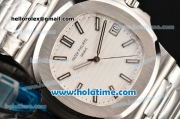 Patek Philippe Nautilus Miyota 9015 Automatic Full Steel with White Dial and Stick Markers
