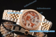 Rolex Datejust Asia 2813 Automatic Full Steel Case with Rose Gold/Diamond Bezel and White MOP Dial-Two Tone Strap