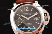 Panerai Luminor Marina PAM 048 Swiss Valjoux 7750-CHG Automatic Steel Case with Black Dial and Brown Leather Strap 1:1 Original