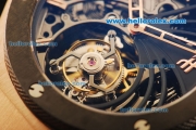 Hublot Big Bang Skeleton Swiss Tourbillon Manual Winding Movement Rose Gold Case with Black Rubber Strap