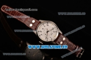 IWC Big Pilot Automatic Movement Steel Case with Silver Dial - Black Numeral Markers and Brown Leather Strap