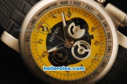 Ferrari Chronograph Quartz Movement Steel Case with Yellow/Black Dial and Black Rubber Strap-7750 Coating Case