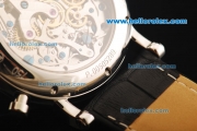 Patek Philippe Chronograph Swiss Valjoux 7750 Manual Winding Movement Steel Case with Black Dial and Black Leather Strap