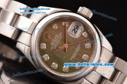 Rolex Datejust Lady 2813 Automatic Steel Case with Grey MOP Dial Stianless Steel Strap and Diamond Markers