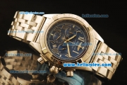 Breitling Chronomat B01 Chronograph Miyota Quartz Full Steel with Blue Dial and Silver Roman Markers