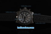 Breitling Avenger Chronograph Miyota Quartz Movement PVD Case with Black Dial-Black Rubber Strap