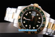 Rolex GMT-Master II Oyster Perpetual Automatic Two Tone with Green Bezel,Green Dial and White Round Bearl Marking-Small Calendar