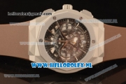 Hublot Classic Fusion Aerofusion Chronograph Orlinski Japanese Miyota OS20 Quartz Steel Case with Black Dial Stick Markers and Brown Rubber Strap