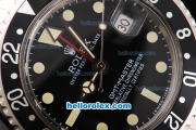 Rolex GMT Master Oyster Perpetual Automatic Movement ETA Case with Black Bezel-Yellow Markers and Black Dial