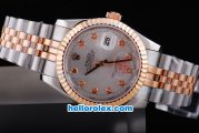 Rolex Datejust Automatic Silver Dial with Diamond Marking-Two Tone Strap