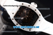 Richard Mille RM 055 Bubba Watson Asia Manual Winding Ceramic/Steel Case with Skeleton Dial and White Rubber Strap Black Inner Bezel - 1:1 Original