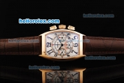 Franck Muller Casablanca Chronograph Swiss Valjoux 7750 Automatic Movement Gold Case with White Dial and Black Arabic Numeral Markers