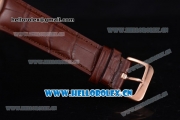 Audemars Piguet Jules Audemars Clone AP Calibre 3120 Automatic Rose Gold Case with White Dial Roman Numeral Markers and Brown Leather Strap (EF)