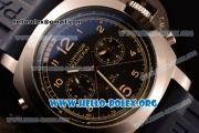 Panerai Luminor 1950 PCYC Chrono Flyback Asia Automatic Steel Case with Black Dial and Black Leather Strap PAM00653
